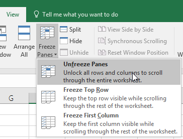 Excel Freeze Panes example (Microsoft Support)