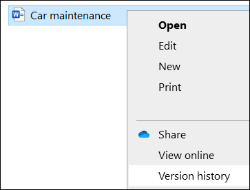 File Explorer: Version history option (Microsoft Support)
